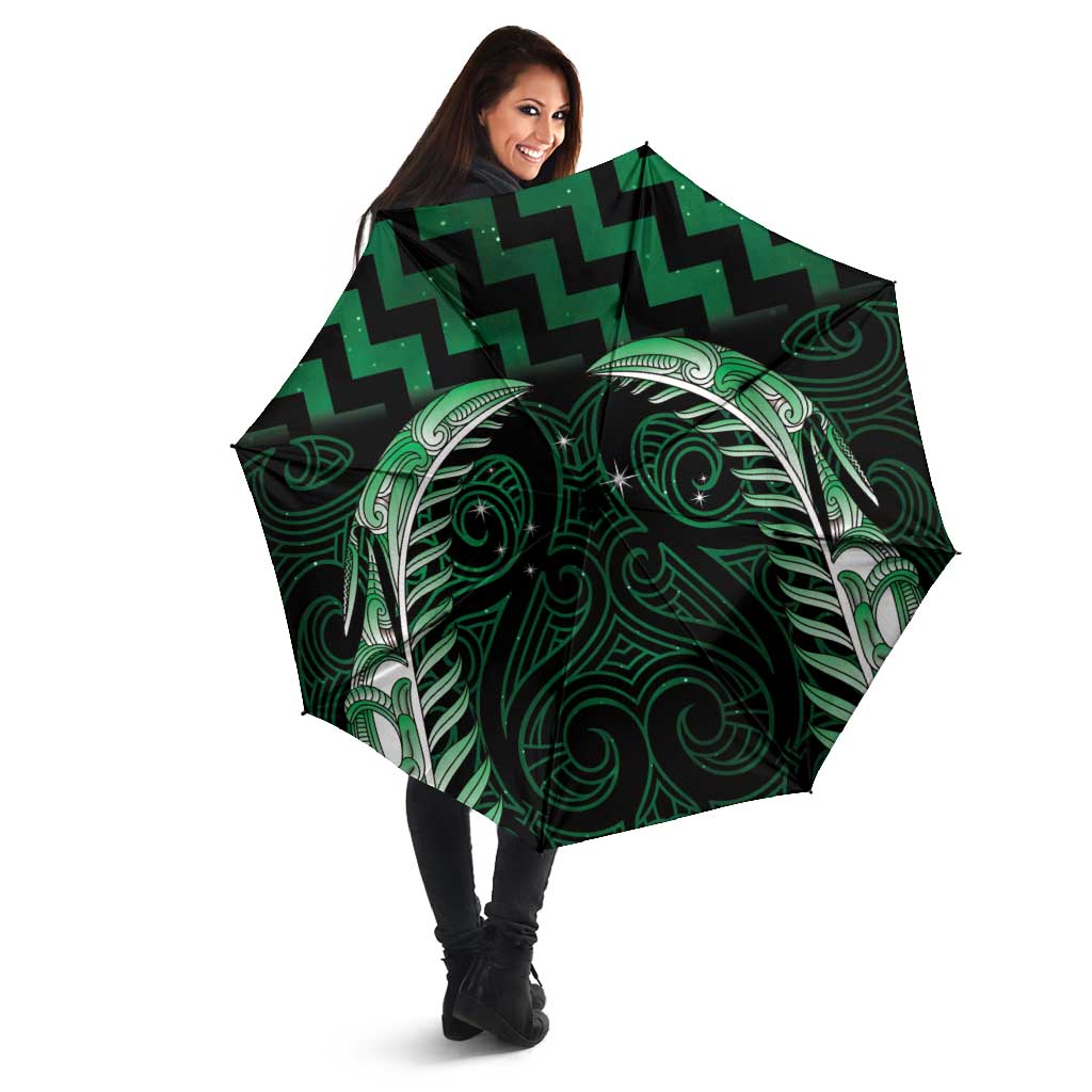 Green Matariki New Zealand Umbrella Maori Poutama Galaxy Vibes - Aussie Hoodie