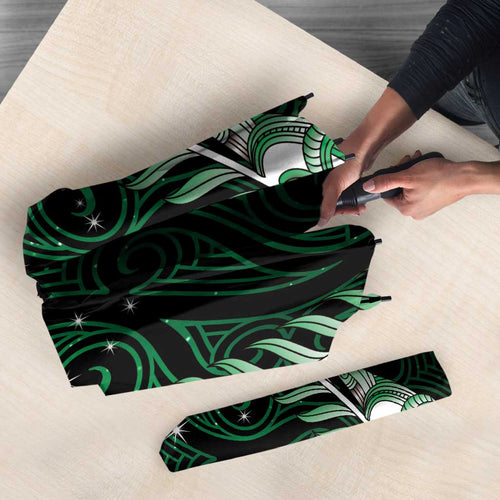 Green Matariki New Zealand Umbrella Maori Poutama Galaxy Vibes - Aussie Hoodie