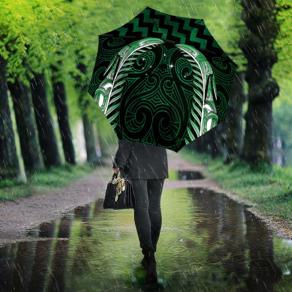 Green Matariki New Zealand Umbrella Maori Poutama Galaxy Vibes - Aussie Hoodie