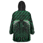 Green Matariki New Zealand Wearable Blanket Hoodie Maori Poutama Galaxy Vibes