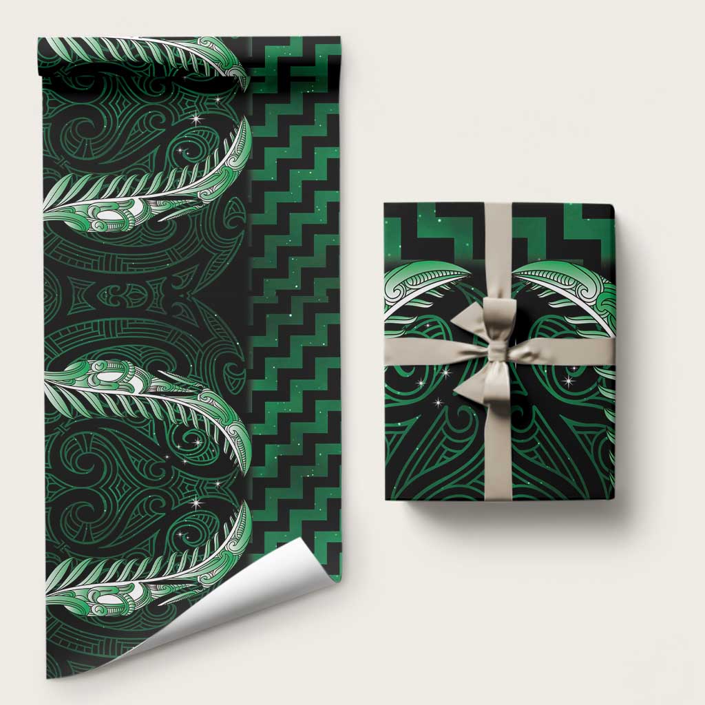 Green Matariki New Zealand Wrapping Paper Maori Poutama Galaxy Vibes - Aussie Hoodie