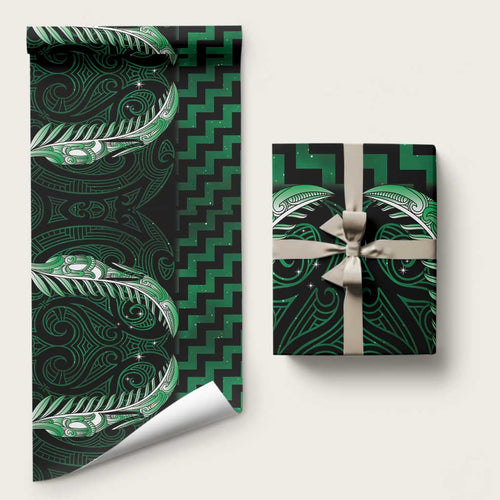 Green Matariki New Zealand Wrapping Paper Maori Poutama Galaxy Vibes - Aussie Hoodie