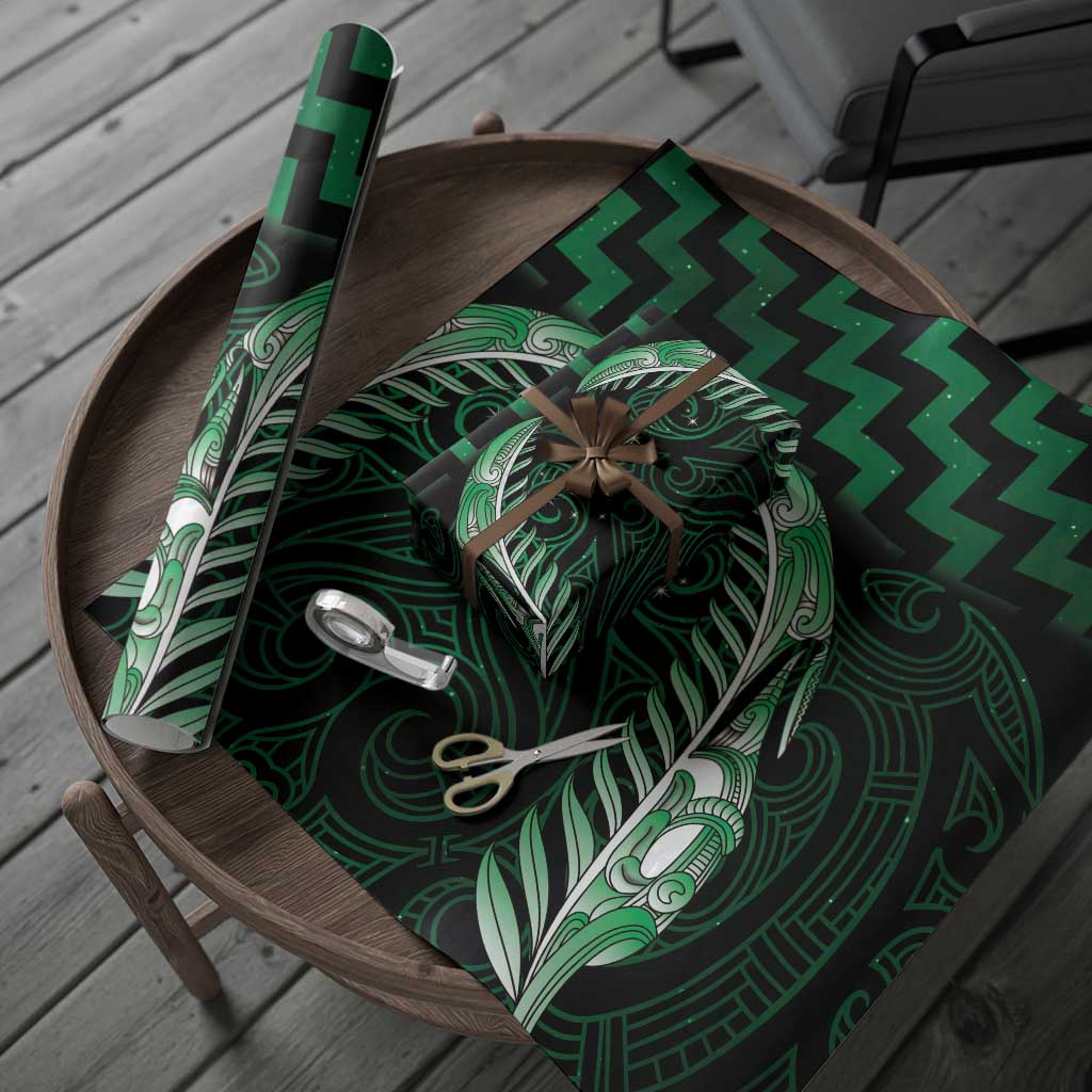 Green Matariki New Zealand Wrapping Paper Maori Poutama Galaxy Vibes - Aussie Hoodie