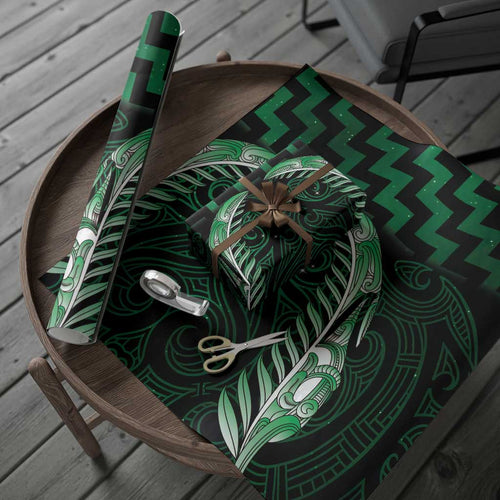 Green Matariki New Zealand Wrapping Paper Maori Poutama Galaxy Vibes - Aussie Hoodie