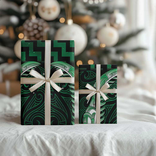 Green Matariki New Zealand Wrapping Paper Maori Poutama Galaxy Vibes - Aussie Hoodie