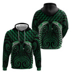 Green Matariki New Zealand Zip Hoodie Maori Poutama Galaxy Vibes