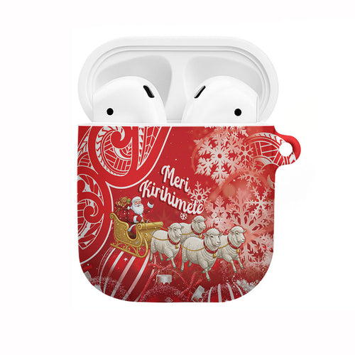 New Zealand Christmas In July AirPods Case Funny Santa Sheep Meri Kirihimete Red