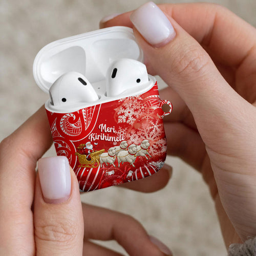 New Zealand Christmas In July AirPods Case Funny Santa Sheep Meri Kirihimete Red