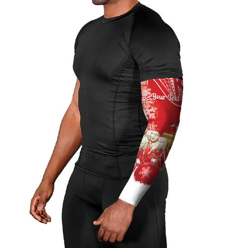 New Zealand Christmas In July Personalised Arm Sleeves Funny Santa Sheep Meri Kirihimete Red