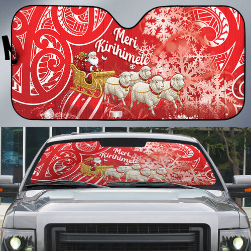 New Zealand Christmas In July Auto Sun Shade Funny Santa Sheep Meri Kirihimete Red