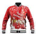 New Zealand Christmas In July Personalised Baseball Jacket Funny Santa Sheep Meri Kirihimete Red