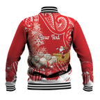 New Zealand Christmas In July Personalised Baseball Jacket Funny Santa Sheep Meri Kirihimete Red