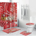 New Zealand Christmas In July Bathroom Set Funny Santa Sheep Meri Kirihimete Red