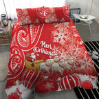 New Zealand Christmas In July Bedding Set Funny Santa Sheep Meri Kirihimete Red