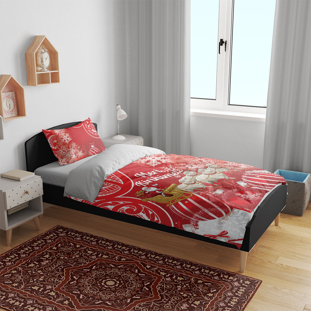 New Zealand Christmas In July Bedding Set Funny Santa Sheep Meri Kirihimete Red