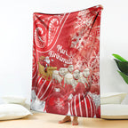 New Zealand Christmas In July Blanket Funny Santa Sheep Meri Kirihimete Red