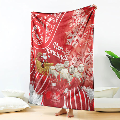 New Zealand Christmas In July Blanket Funny Santa Sheep Meri Kirihimete Red