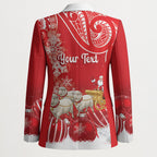 New Zealand Christmas In July Personalised Blazer Funny Santa Sheep Meri Kirihimete Red