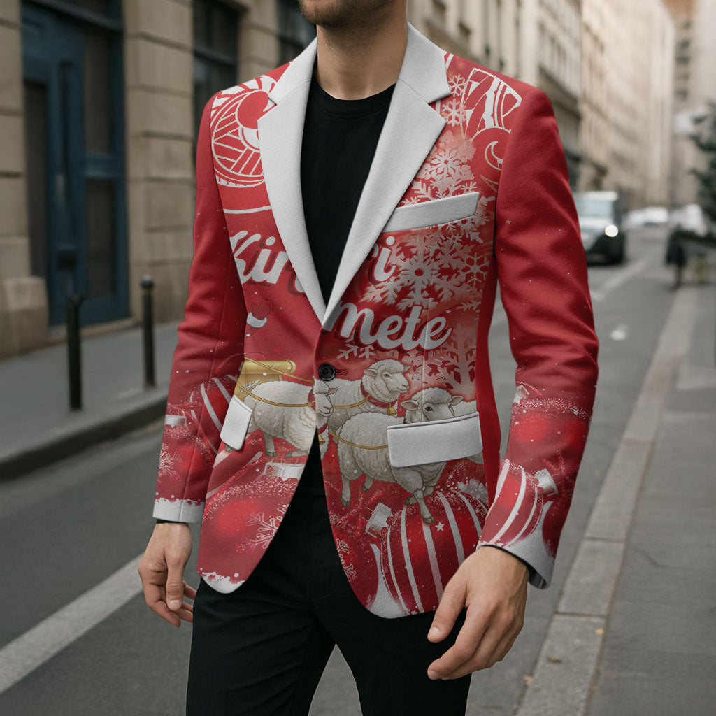 New Zealand Christmas In July Personalised Blazer Funny Santa Sheep Meri Kirihimete Red