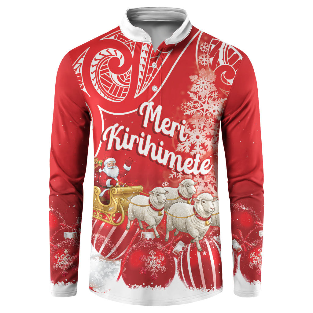New Zealand Christmas In July Personalised Button Sweatshirt Funny Santa Sheep Meri Kirihimete Red