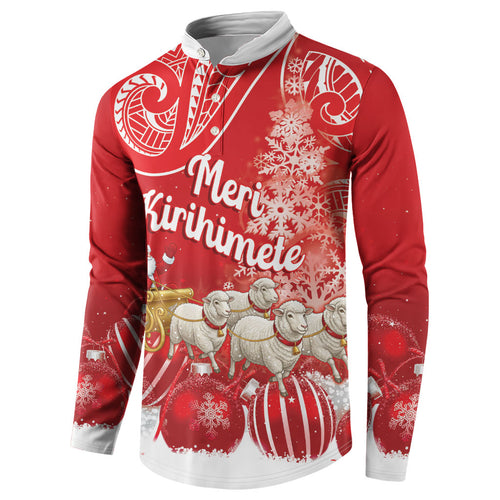 New Zealand Christmas In July Personalised Button Sweatshirt Funny Santa Sheep Meri Kirihimete Red