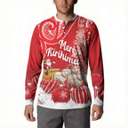 New Zealand Christmas In July Personalised Button Sweatshirt Funny Santa Sheep Meri Kirihimete Red