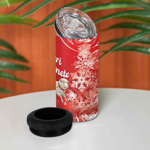 New Zealand Christmas In July Personalised 4 in 1 Can Cooler Tumbler Funny Santa Sheep Meri Kirihimete Red