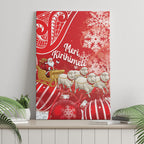 New Zealand Christmas In July Canvas Wall Art Funny Santa Sheep Meri Kirihimete Red
