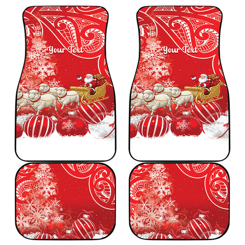 New Zealand Christmas In July Personalised Car Mats Funny Santa Sheep Meri Kirihimete Red