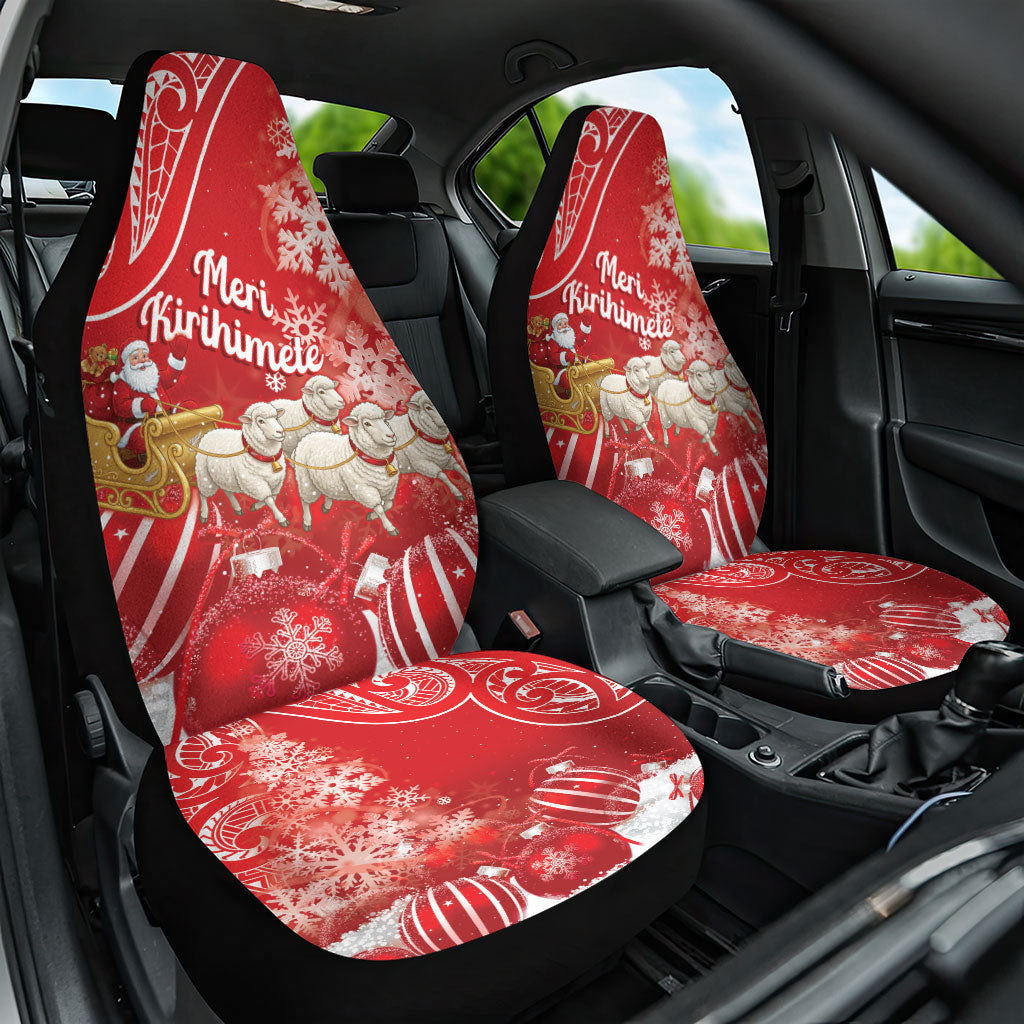 New Zealand Christmas In July Car Seat Cover Funny Santa Sheep Meri Kirihimete Red