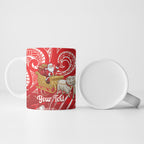 New Zealand Christmas In July Personalised Ceramic Mug Funny Santa Sheep Meri Kirihimete Red