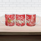 New Zealand Christmas In July Personalised Ceramic Mug Funny Santa Sheep Meri Kirihimete Red