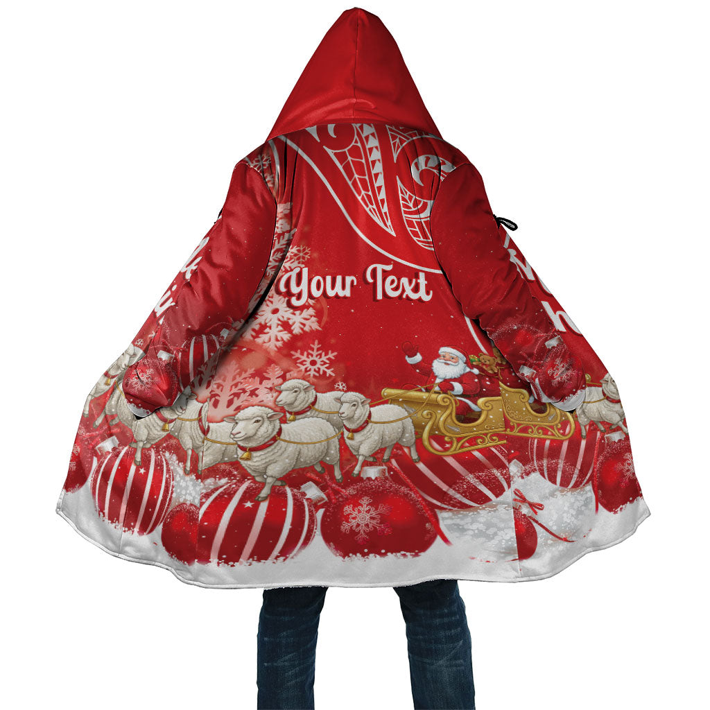 New Zealand Christmas In July Personalised Cloak Funny Santa Sheep Meri Kirihimete Red