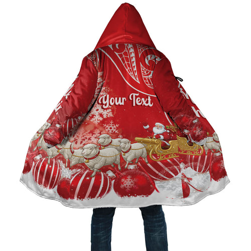 New Zealand Christmas In July Personalised Cloak Funny Santa Sheep Meri Kirihimete Red