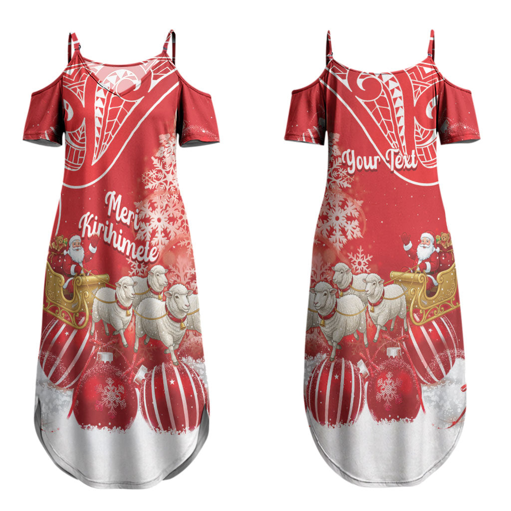 New Zealand Christmas In July Personalised Couples Matching Summer Maxi Dress and Hawaiian Shirt Funny Santa Sheep Meri Kirihimete Red LT14