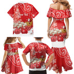 New Zealand Christmas In July Personalised Family Matching Mermaid Dress and Hawaiian Shirt Funny Santa Sheep Meri Kirihimete Red