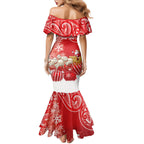 New Zealand Christmas In July Personalised Family Matching Mermaid Dress and Hawaiian Shirt Funny Santa Sheep Meri Kirihimete Red