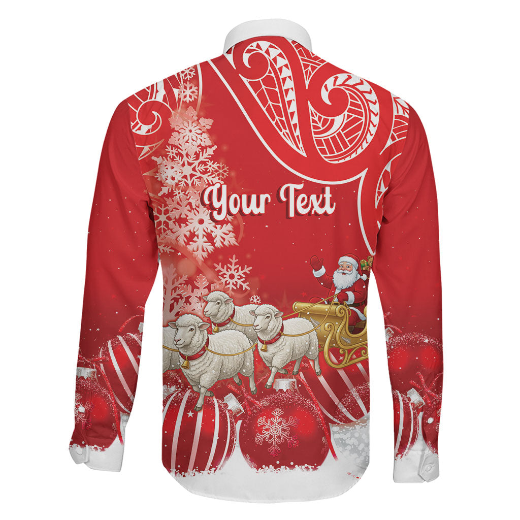 New Zealand Christmas In July Personalised Family Matching Off Shoulder Maxi Dress and Hawaiian Shirt Funny Santa Sheep Meri Kirihimete Red