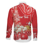 New Zealand Christmas In July Personalised Family Matching Puletasi and Hawaiian Shirt Funny Santa Sheep Meri Kirihimete Red