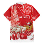New Zealand Christmas In July Personalised Family Matching Summer Maxi Dress and Hawaiian Shirt Funny Santa Sheep Meri Kirihimete Red