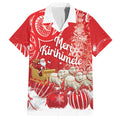 New Zealand Christmas In July Personalised Hawaiian Shirt Funny Santa Sheep Meri Kirihimete Red