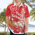 New Zealand Christmas In July Personalised Hawaiian Shirt Funny Santa Sheep Meri Kirihimete Red