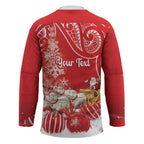 New Zealand Christmas In July Personalised Hockey Jersey Funny Santa Sheep Meri Kirihimete Red