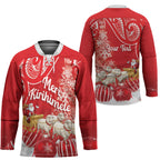 New Zealand Christmas In July Personalised Hockey Jersey Funny Santa Sheep Meri Kirihimete Red