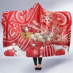 New Zealand Christmas In July Hooded Blanket Funny Santa Sheep Meri Kirihimete Red