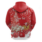 New Zealand Christmas In July Personalised Hoodie Funny Santa Sheep Meri Kirihimete Red