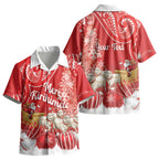 New Zealand Christmas In July Personalised Kid Hawaiian Shirt Funny Santa Sheep Meri Kirihimete Red LT14