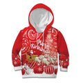 New Zealand Christmas In July Personalised Kid Hoodie Funny Santa Sheep Meri Kirihimete Red