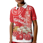 New Zealand Christmas In July Personalised Kid Polo Shirt Funny Santa Sheep Meri Kirihimete Red