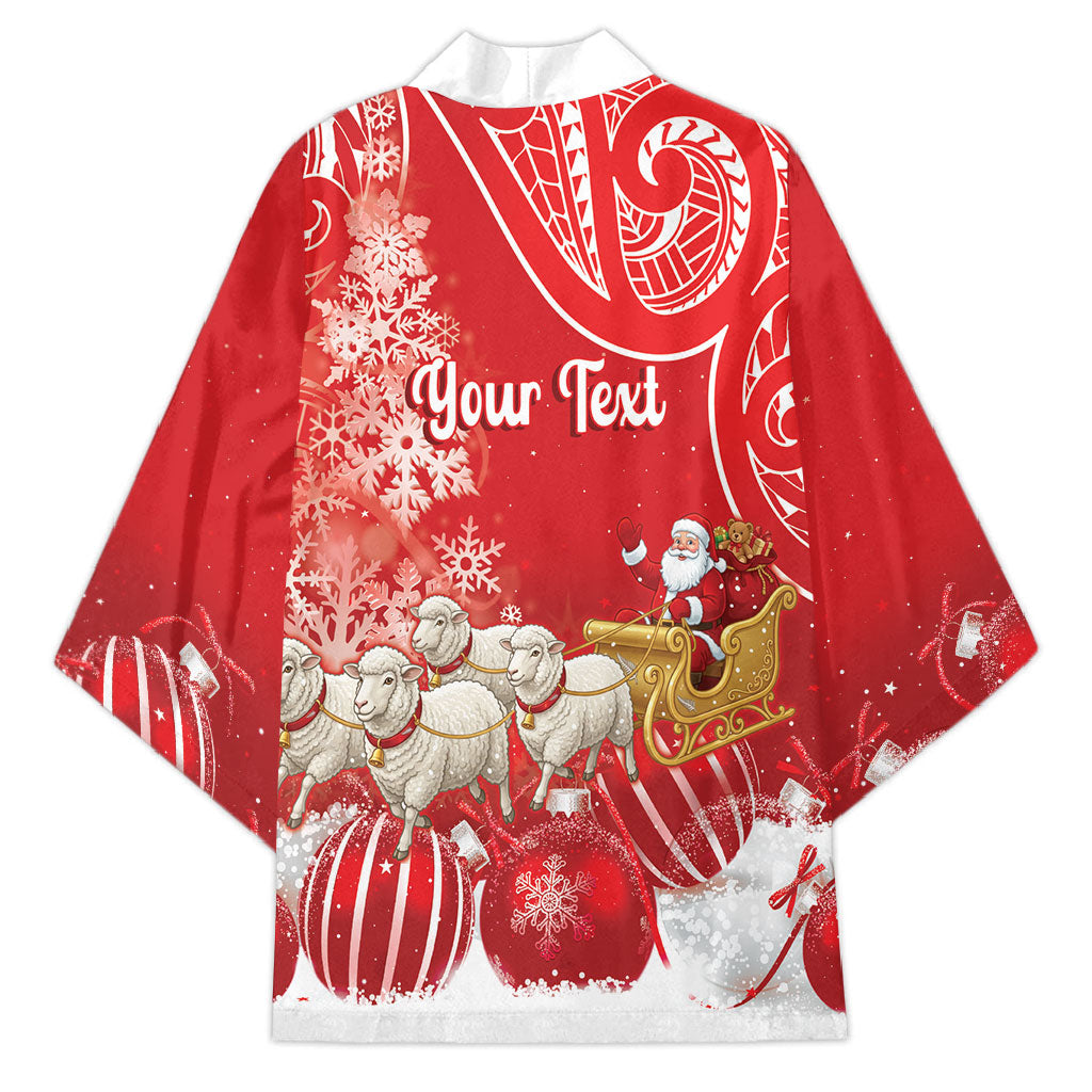 New Zealand Christmas In July Personalised Kimono Funny Santa Sheep Meri Kirihimete Red